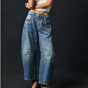 We The Free Good Luck Mid-Rise Barrel Jeans